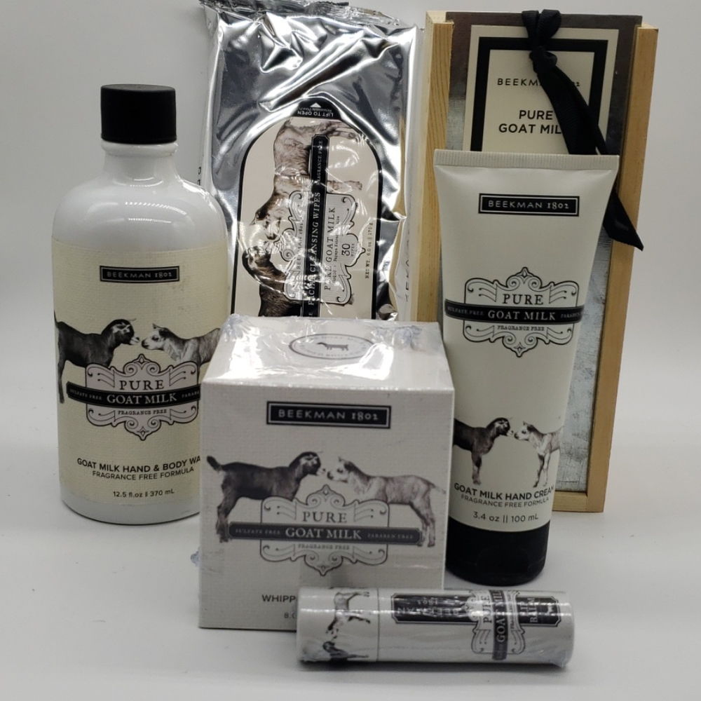 Beekman Pure Goat Milk Gift Set Wash Cream Wipes +